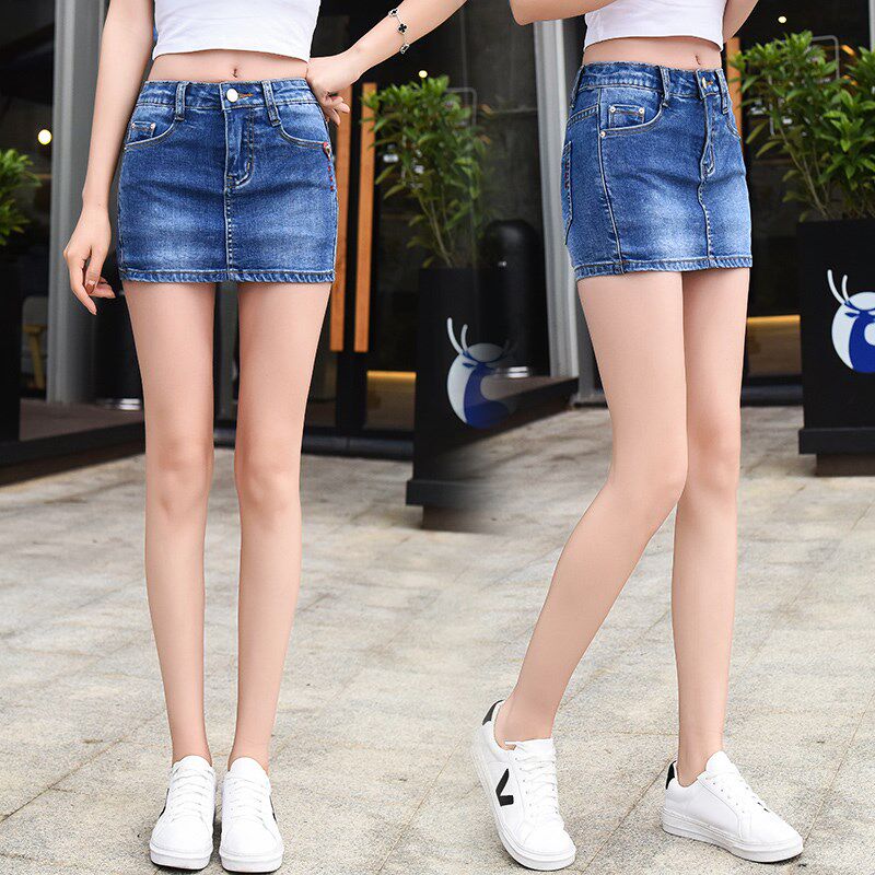 牛仔短褲裙女2019夏季新款韓版顯瘦修身假兩件防走光百搭半身裙在類目 女裝/女士精品, 牛仔褲中 - 來自Buy2taobao.com提供專業的淘寶代購服務