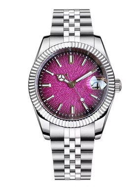 日本NH35机械自动手表狗牙圈渐变紫色盘36mm 39mm防水表日历树纹