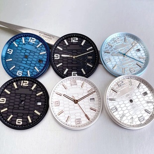34mm表盘陆使字面无标盘NH35 NH36机芯日历窗内隐圈玫金针表配件