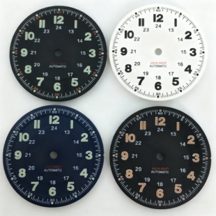 Eta2824 nh35 Miyota 表盘29mm小红帽无标字面白色绿夜光表配件