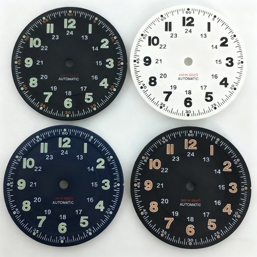 Eta2824 nh35 Miyota 表盘29mm小红帽无标字面白色绿夜光表配件