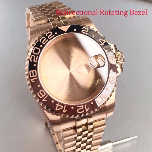 ETA2824 2892 NH MIYOTA ST2130表壳玫金色黑咖外圈防水40mm水鬼