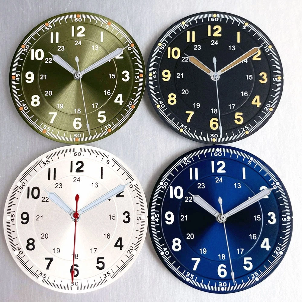 ETA2824 PT NH MIYOTA 表盘指针33.5mm字面无标小红帽表配件绿光