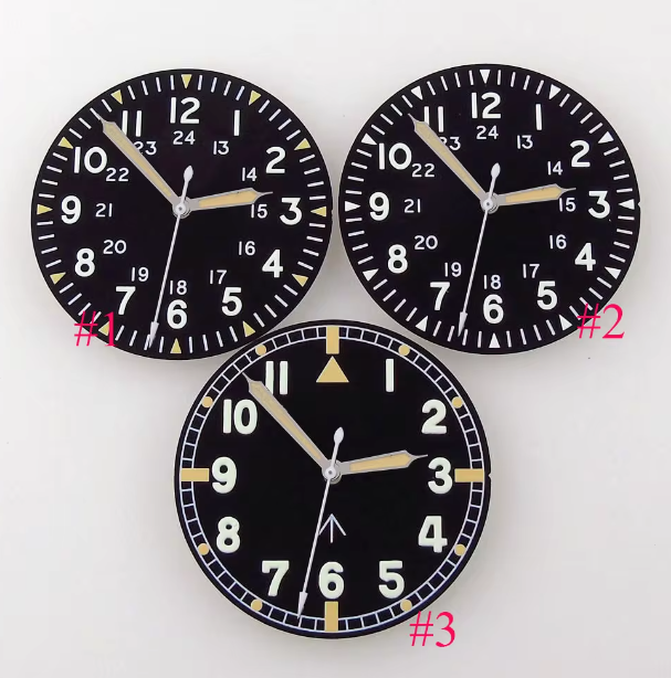 卡其飞行员表盘33.5mm黄字无标字面适用于NH35 NH36 ETA2824 PT