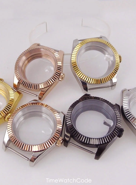 100米防水日志款狗牙圈手表表壳适合NH34 NH35 ETA2824 PT SW200