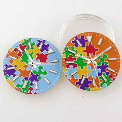 ETA2824 NH35 29mm气球拼图手表表盘配件日志表针绿夜光无标字面