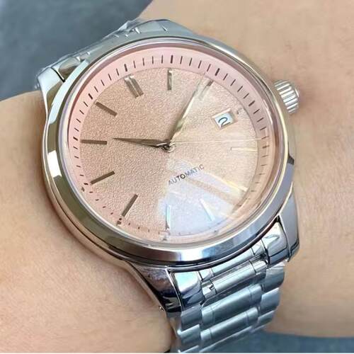 gs不锈钢机械手表NH35机芯拱形蓝宝石钢带男士商务腕表防水
