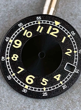 29mm无标数字手表面夜光字面适用于NH35 NH36 日期窗口黑绿色