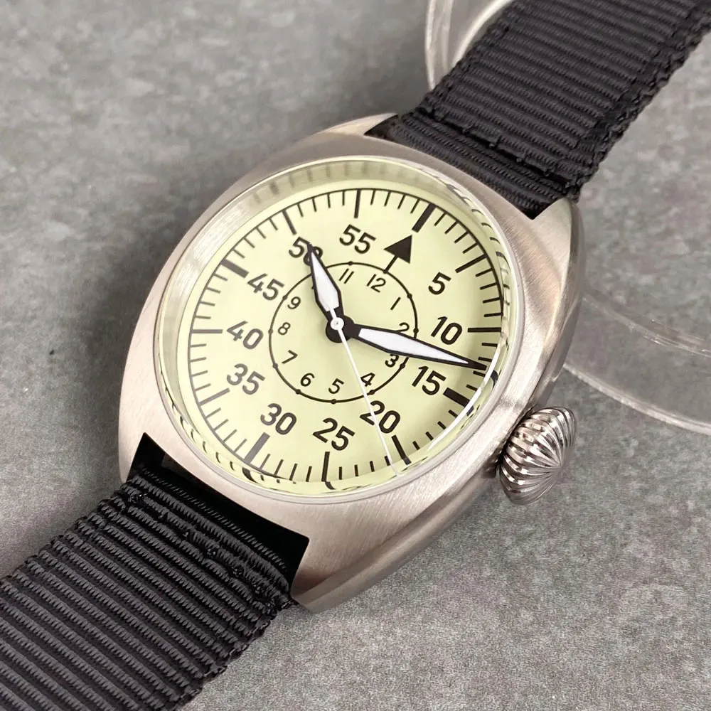 40mm飞行员机械手表NH35 PT5000机芯蓝宝石潜水男生腕表绿夜光