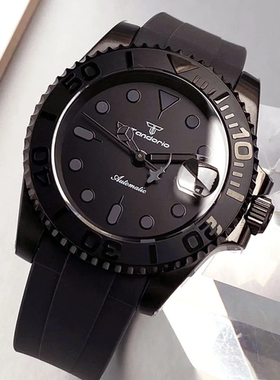 潜水黑水鬼鲨鱼针NH35机芯游艇机械手表不锈钢40mm黑武士钢带