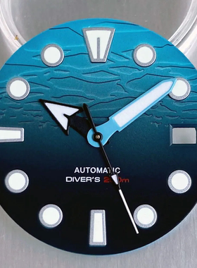 NH35鲍鱼元祖手表表盘29mm无标字面海洋系列渐变蓝黑SKX配件