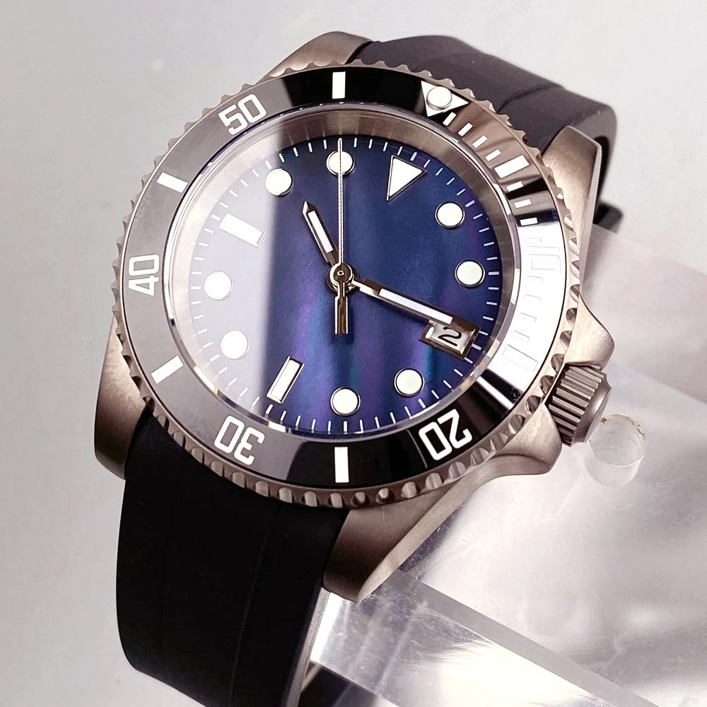 超轻钛表NH35机芯黑贝母盘水鬼实心钛机械男生腕表蓝宝石潜水