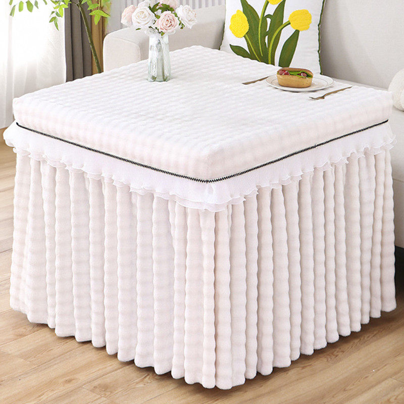 2025高级双面毛绒超厚烤火桌子罩套取暖麻将机电炉电暖桌布正方形