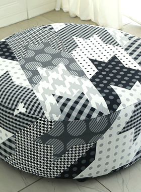 2025圆形沙发脚踏套罩千鸟格换鞋凳试穿榻榻米蒲团坐墩独个单人座