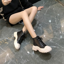 2020新款真皮高帮鞋英伦加绒松糕休闲鞋欧货百搭显瘦厚底女鞋潮