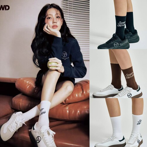 SergioTacchini刺绣高筒网球袜