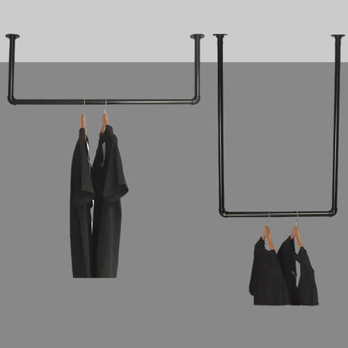 吊顶衣架铁艺水管服装展示架