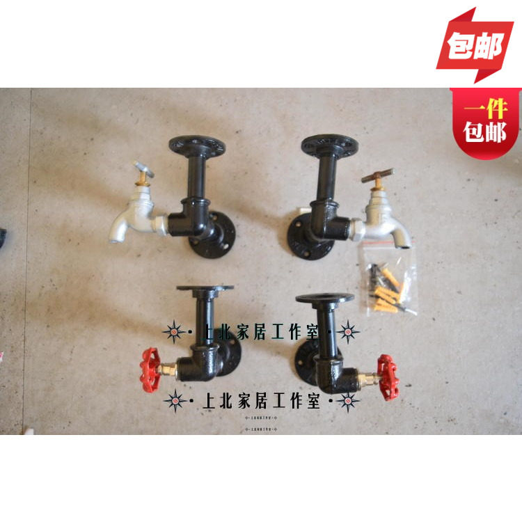 墙壁水管复古置物架工业一字铁艺墙上支架创意水管书架隔板收纳架