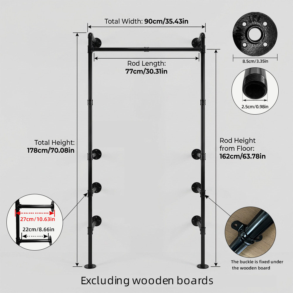 落地式服装展示衣架简约铁艺货架复古水管挂衣架上墙女装店货架