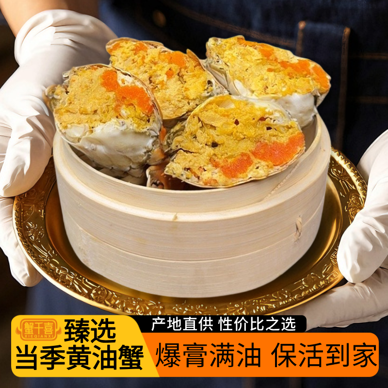 鲜活黄油蟹特大野生膏油蟹7两膏满流油海鲜礼盒产地直发顺丰包活