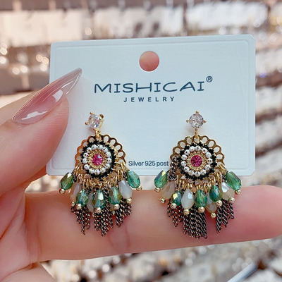 轻奢民族风复古流苏耳环小众感气质网红耳钉独特百搭通勤耳饰