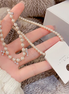 欧美轻奢锆石玻璃珠锁骨链