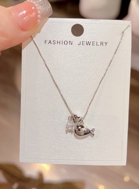 日韩简约水滴小鱼吊坠锁骨链