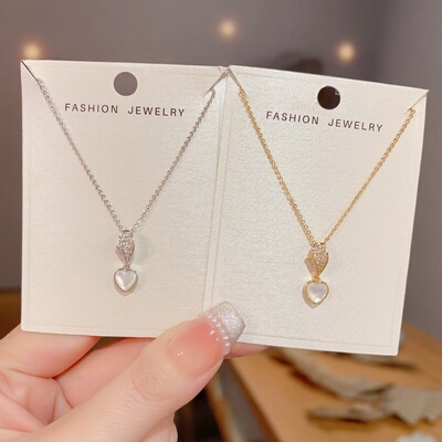 日韩简约锆石水滴爱心锁骨链