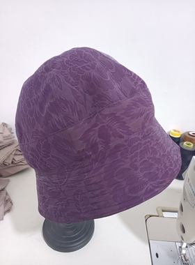 定做手工制作真丝香云纱渔夫帽盆帽防晒帽女士帽子钓鱼帽大檐帽