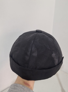 定做手工制作真丝香云纱地主帽瓜皮帽渔夫帽盆帽防晒帽女士帽子