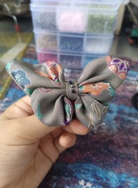 手工制作宋锦香云纱真丝发圈花罗手工花花发绳丝巾扣花色随机