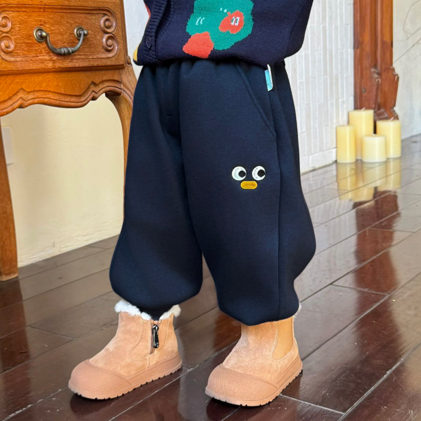 儿童加绒裤子秋冬款男童冬季加厚运动裤2025新款男孩一体绒保暖裤