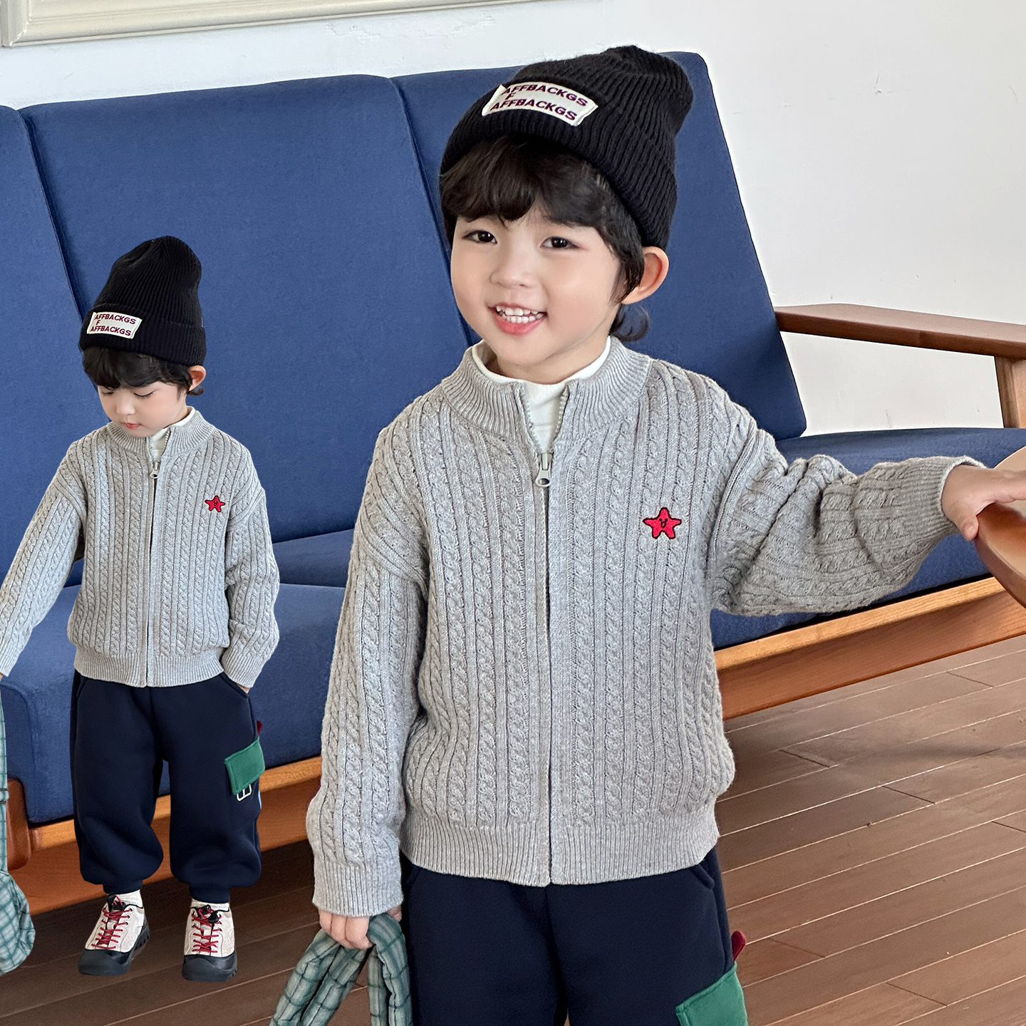 男童毛衣春秋儿童针织开衫外套秋冬2025秋季新款男孩上衣纯棉a类
