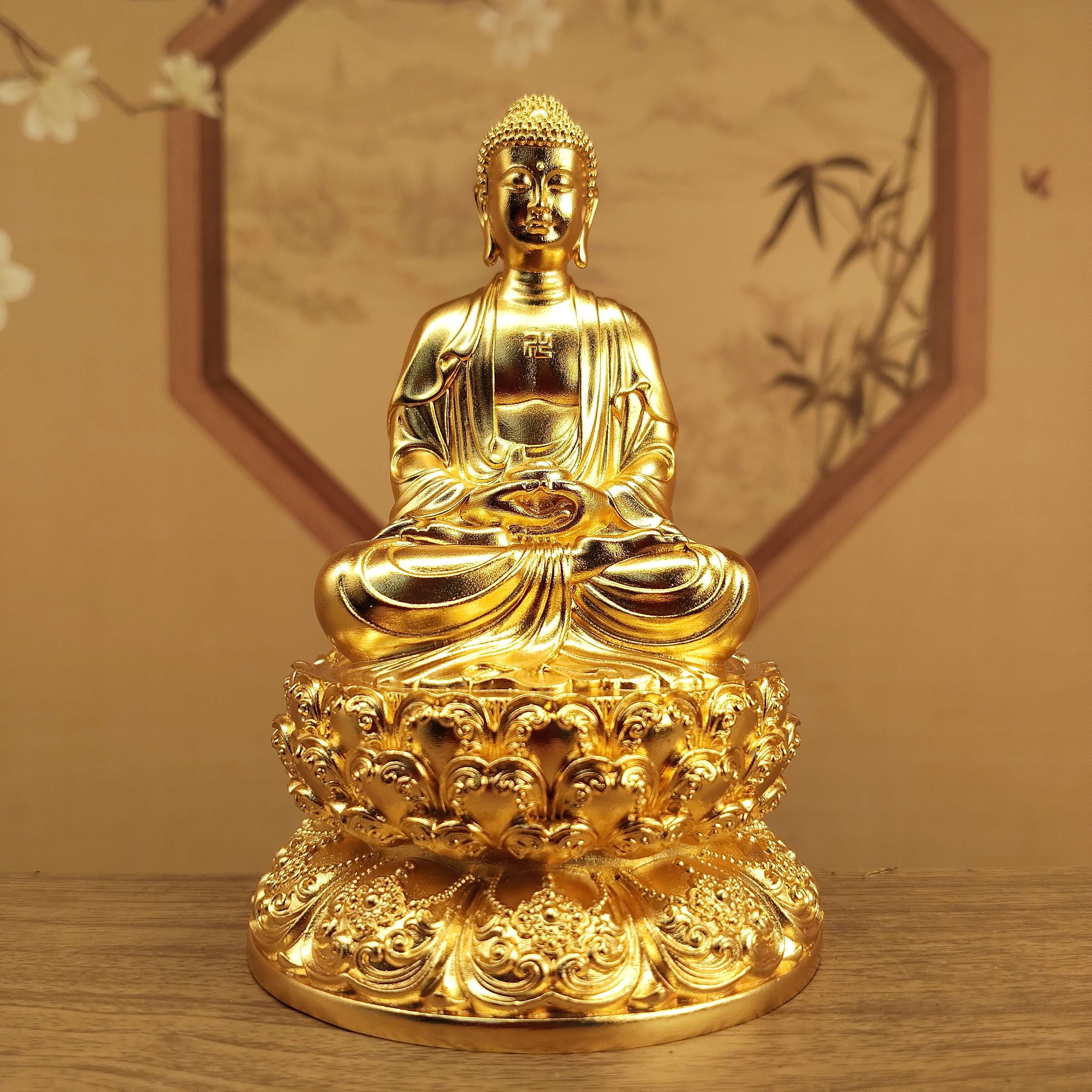 汉传精工铜镀金三寸10厘米释迦牟尼神像家居摆件佛堂寺庙摆件车载
