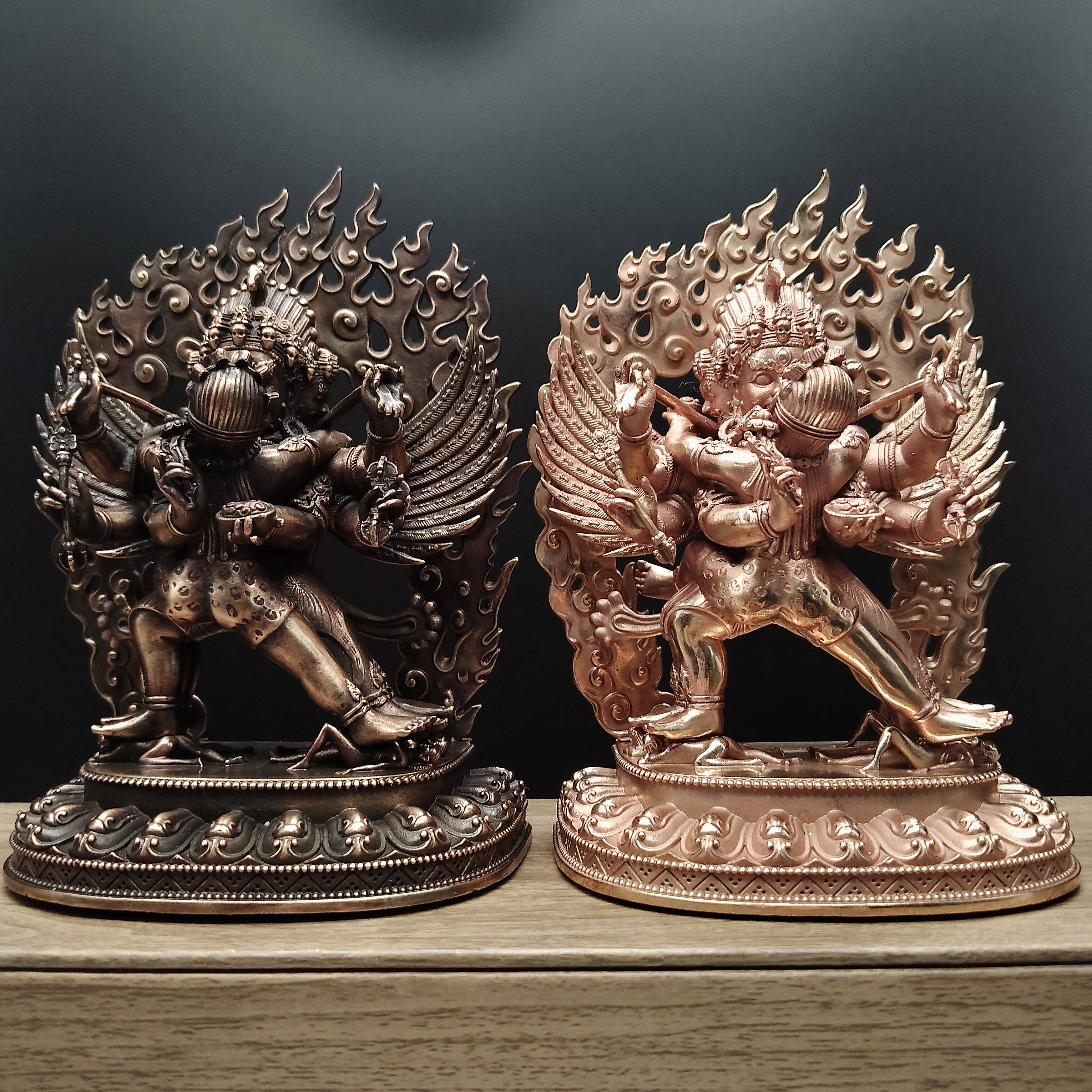紫铜精工藏式三寸单身双身马头明王像金刚护法家用佛堂寺庙供