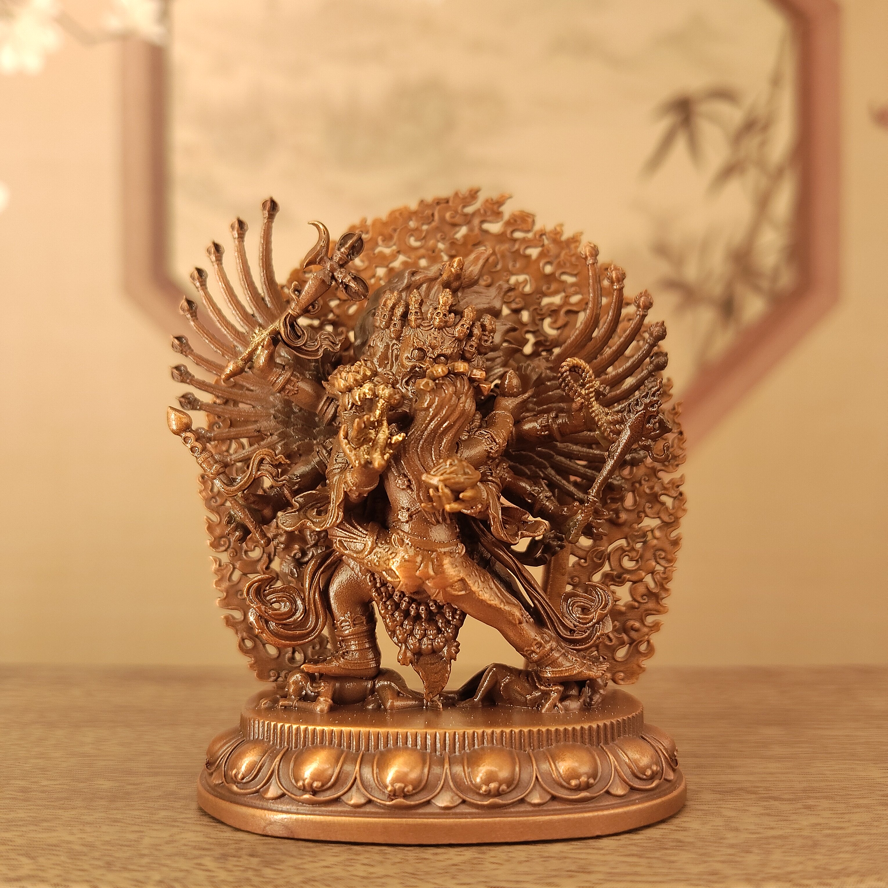 红铜做旧6厘米随身马头明王像家居摆件佛堂寺庙供桌面车载摆