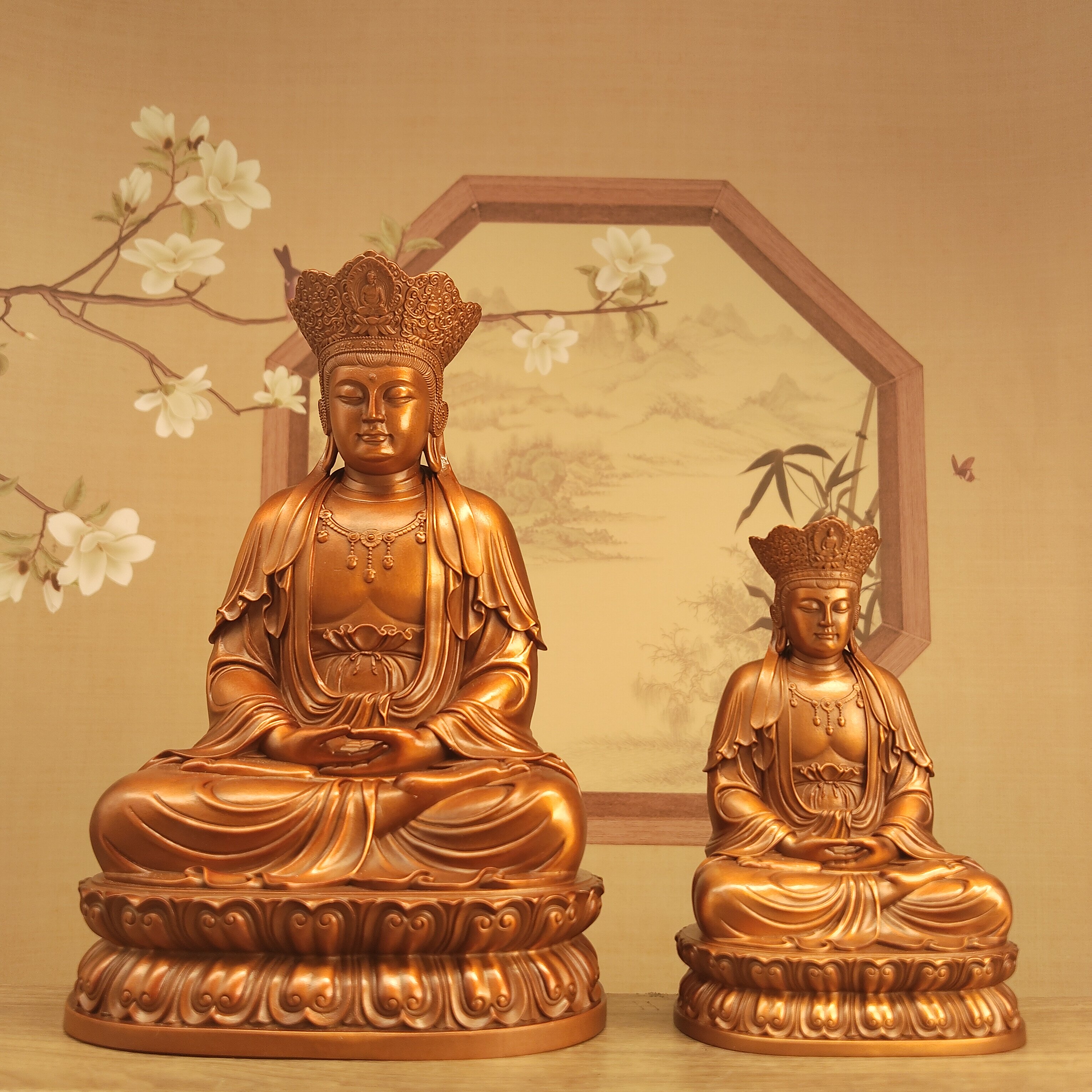 藏式纯铜做旧10厘米15厘米毗卢观音像居家办公客厅摆件佛堂寺庙供