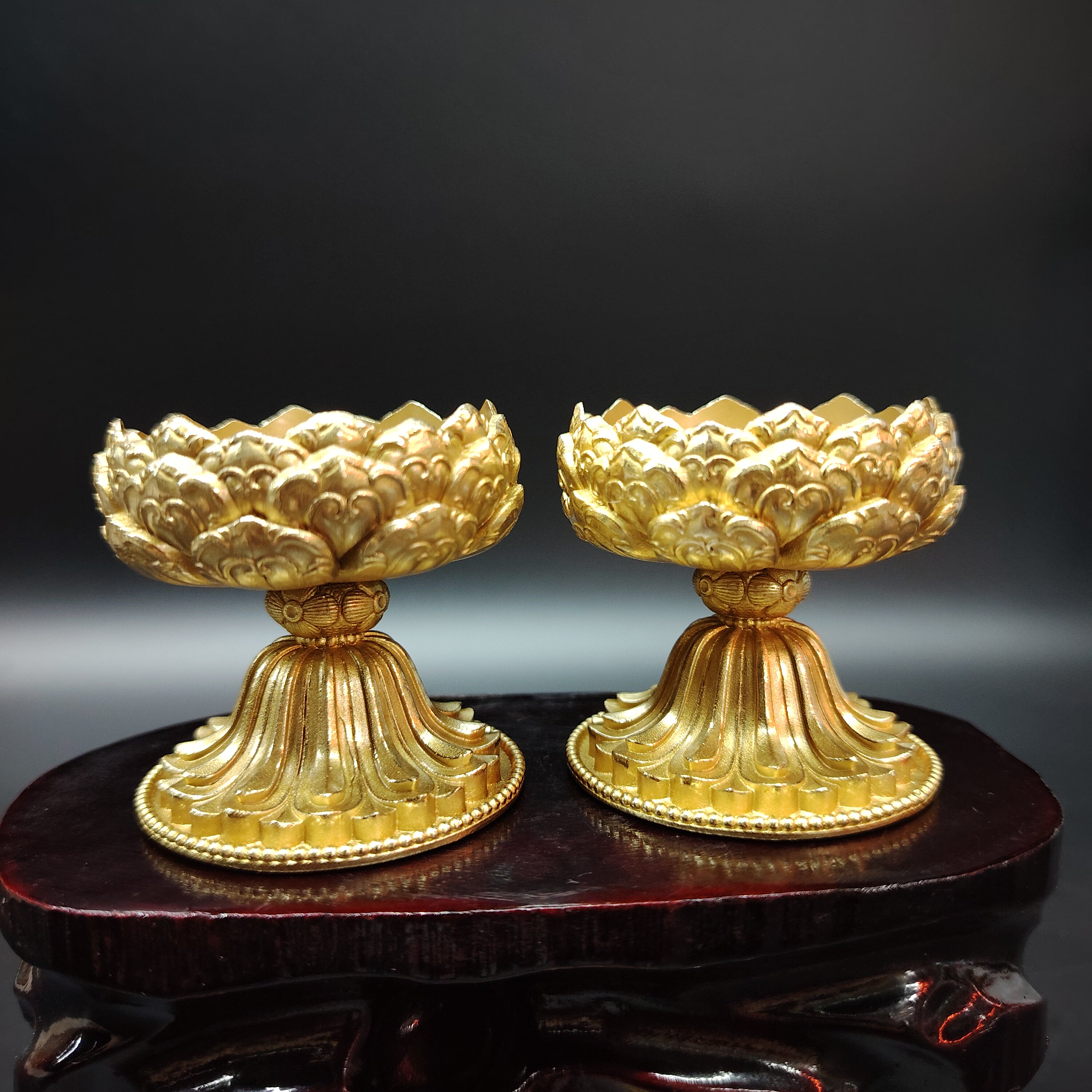 藏传黄铜精雕莲花酥油灯蜡烛台长明灯座灯盏供奉佛堂家用长明灯