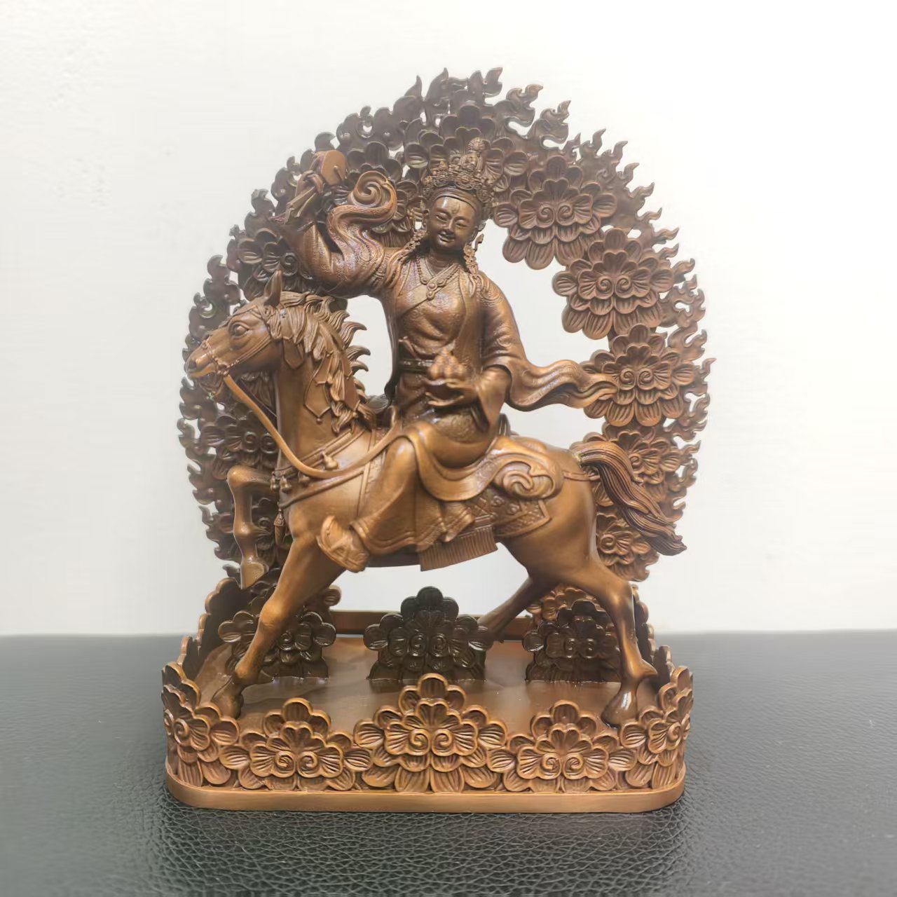 尼泊尔工艺藏传纯铜吉祥天母阿企佛母像家居供奉摆件紫铜精工五寸