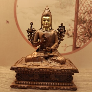 尼泊尔工艺紫铜做旧画脸三寸10公分麦彭仁波切像家居摆件佛堂寺庙