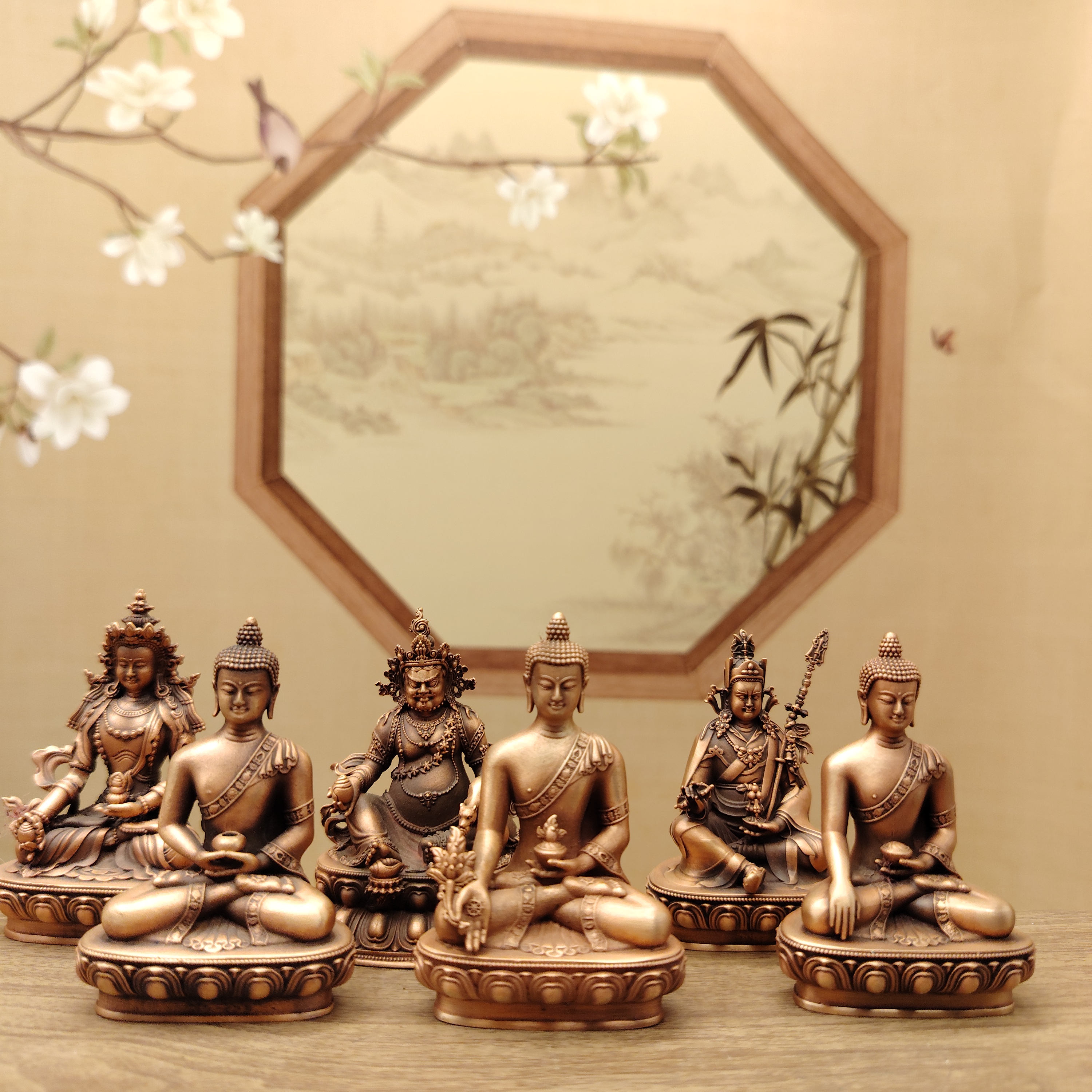 藏传纯铜密宗6公分释迦阿弥药师莲花生黄财神地藏王菩萨家居摆件