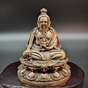 纯铜做旧唐东杰布佛像摆件3寸10cm桥梁鼻祖铜造像开山鼻祖桌面