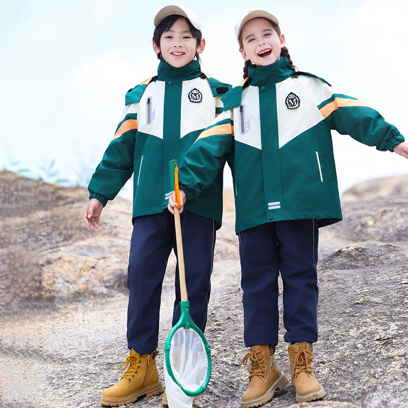 新款冬季幼儿园园服班服中小学生校服套装儿童三合一冲锋衣运动会