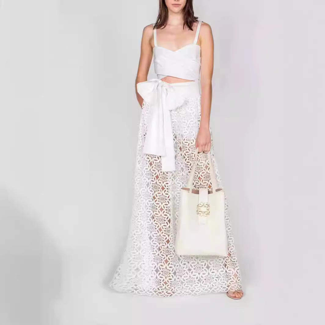 欧美外贸2024夏季吊带抹胸上衣配结镂空收腰长裙套装时尚套装,女装/女士精品,时尚套装,淘宝优惠券,粉丝福利购,淘宝优惠卷