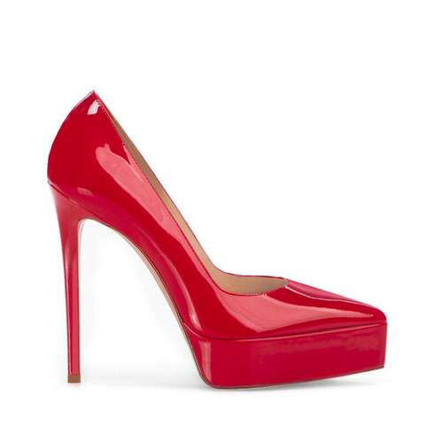 欧美水台时装单鞋尖头浅口黑色漆皮细跟女鞋宴会high heels pumps