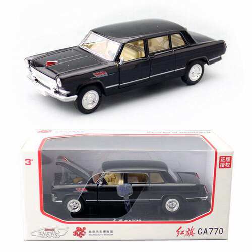 新款马珂垯1:32合金汽车模型玩具一汽红旗CA770轿车声光4开门彩盒