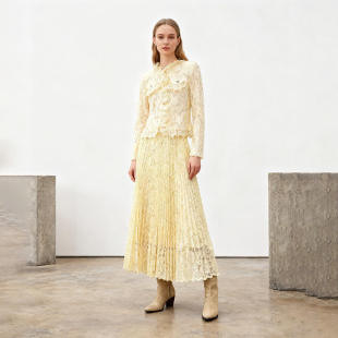 长袖 2026春季 上衣长裙两件套女装 时尚 法式 套装 气质名媛蕾丝套装