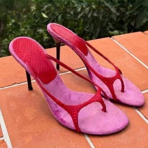 跨境时装凉鞋 欧美圆头夹趾拼色细跟外贸女鞋women sandals heel