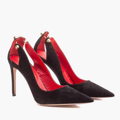 跨境女式时装单鞋 尖头金属扣细跟外贸女鞋大码high heels pumps