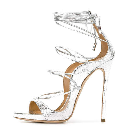 新款跨境时装凉鞋 罗马脚环绑带细高跟女鞋走秀大码sandals shoes